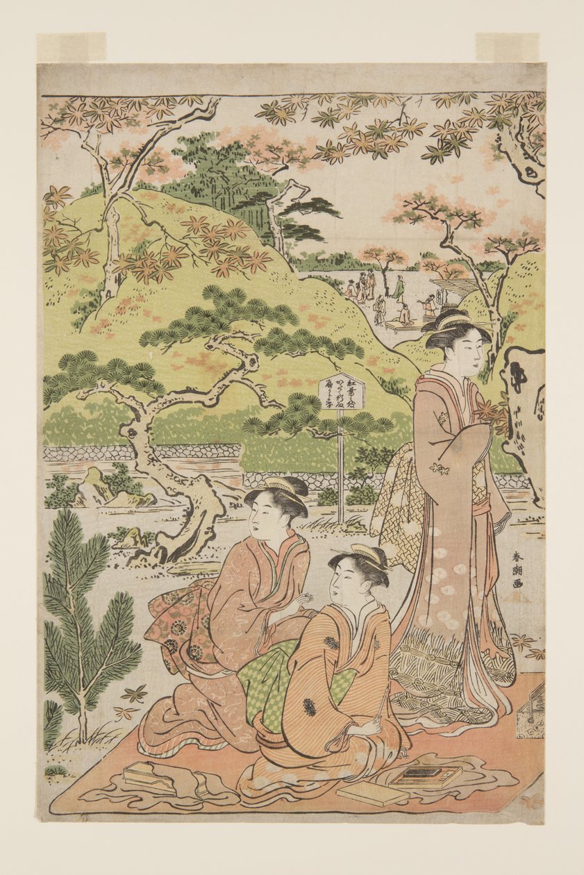 Herbstlaub im Kaianji-Tempel betrachten von Katsukawa Shuncho