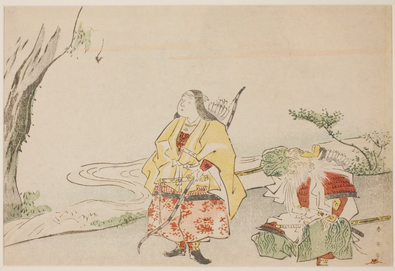 Kaiserin Jingu (links) und ihr Minister Takenouchi no Sukune (rechts) von Katsukawa Shun