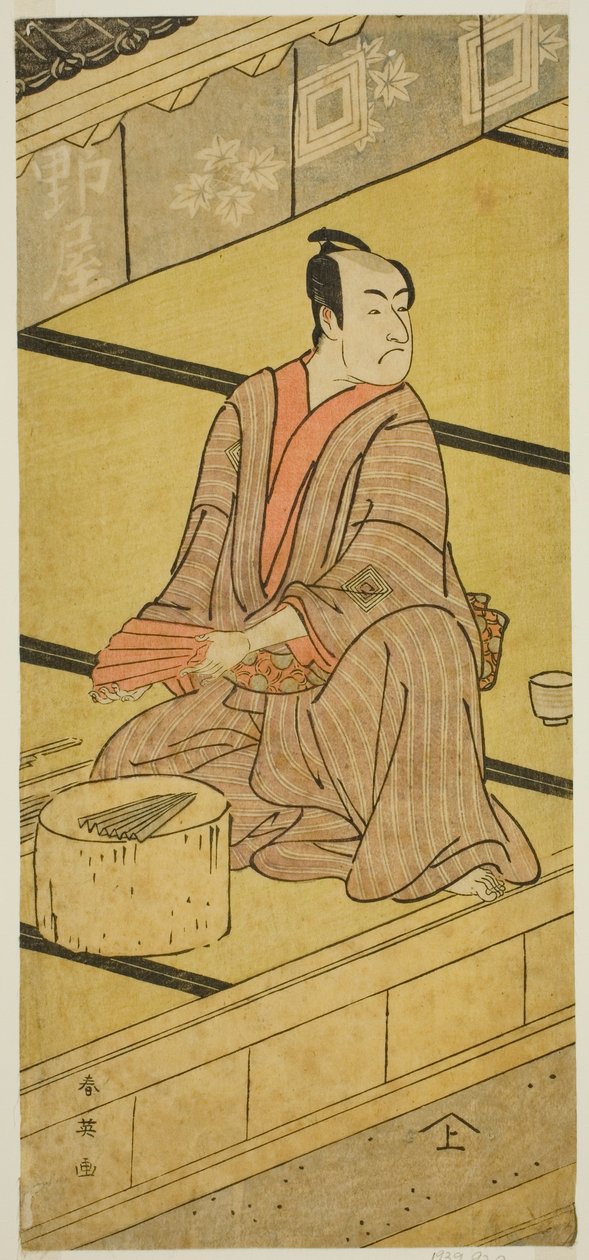 Der Schauspieler Ichikawa Monnosuke II als Daidoji Tabatanosuke im Stück Mukashi Mukashi Tejiro no Saru, aufgeführt im Ichimura-Theater im achten Monat, 1792 von Katsukawa Shun