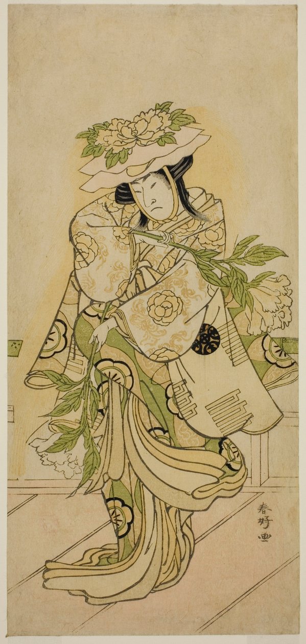 Der Schauspieler Nakamura Nakazo I in einem Shak-kyo-Tanz im Stück Aioi Jishi, aufgeführt im Ichimura-Theater im vierten Monat, 1784 von Katsukawa Shunkо̄