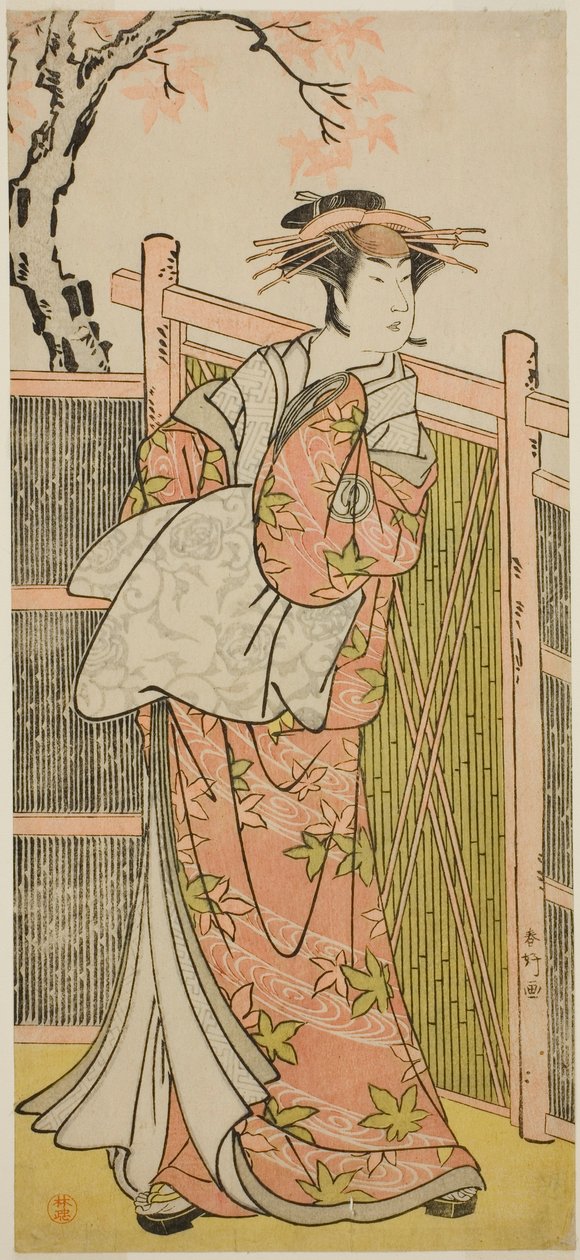 Der Schauspieler Sawamura Sojuro III als Geist der Kurtisane Takao im Stück Takao Daimyojin Momiji no Tamagaki, aufgeführt im Nakamura-Theater im siebten Monat, 1787 von Katsukawa Shunkо̄