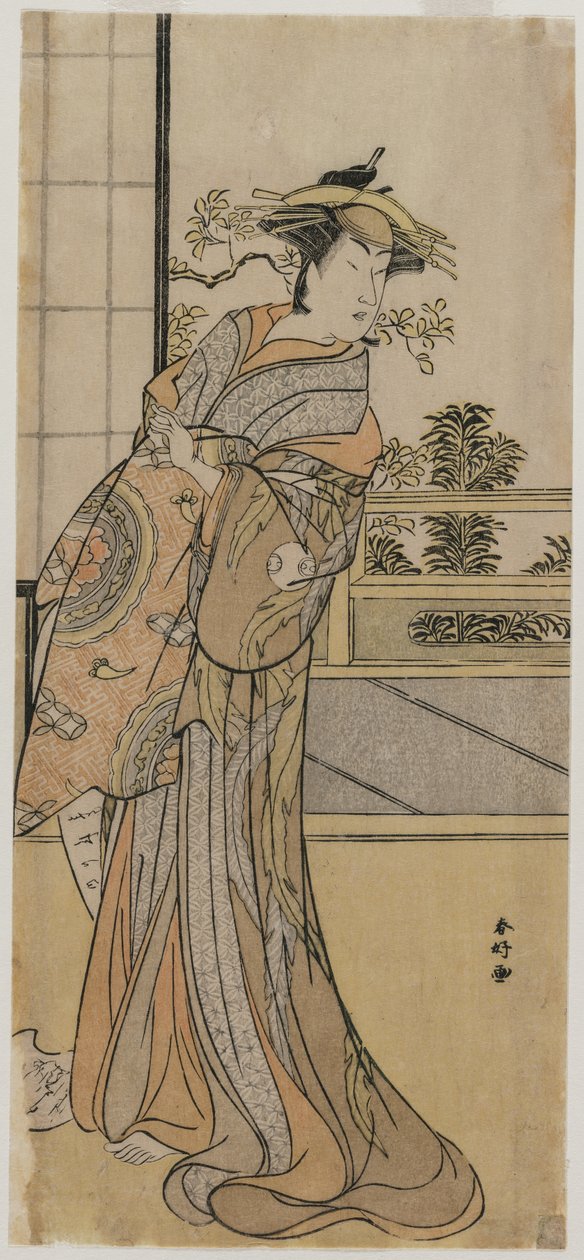 Arashi Murajiro als Kurtisane mit einem Brief, späte 1780er Jahre von Katsukawa Shunko