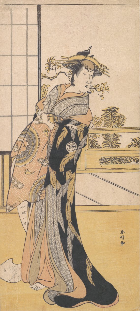 Der Schauspieler Segawa Kikunojo 3. in einer Frauenrolle, ca. 1780 von Katsukawa Shunko