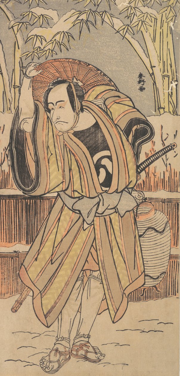 Der fünfte Ichikawa Danjuro als Mann in Winterkleidung von Katsukawa Shunko