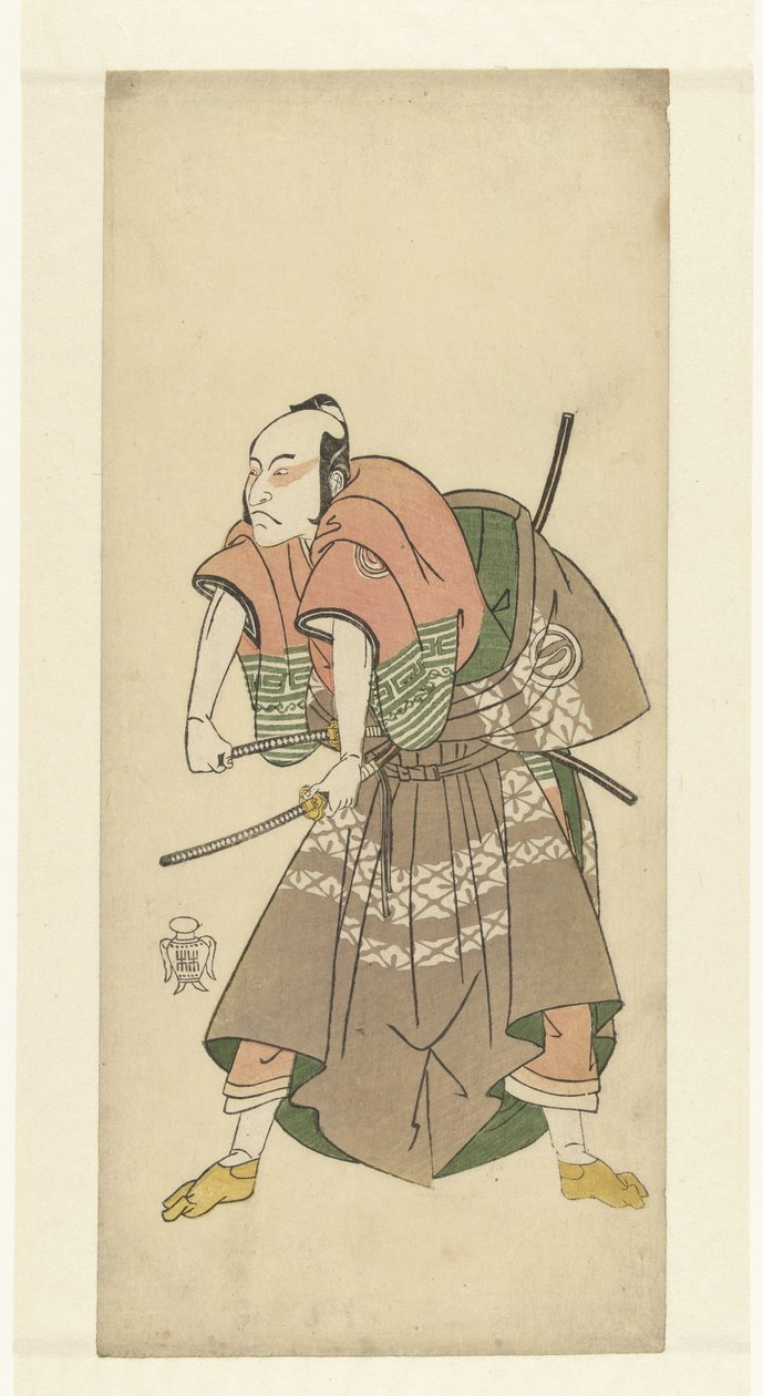 Schauspieler Sawamura Sojuro II bereit zum Kampf von Katsukawa Shunsho
