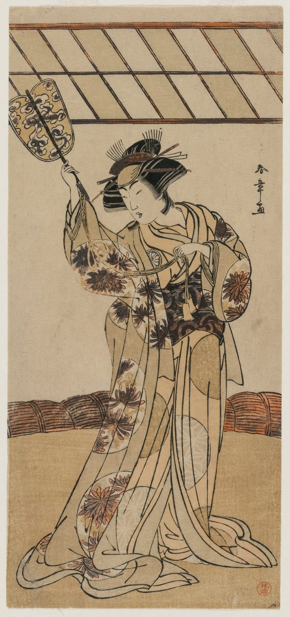 Segawa Kikunojo II als Schiedsrichter eines Wrestling-Matches, ca. späte 1770er von Katsukawa Shunsho