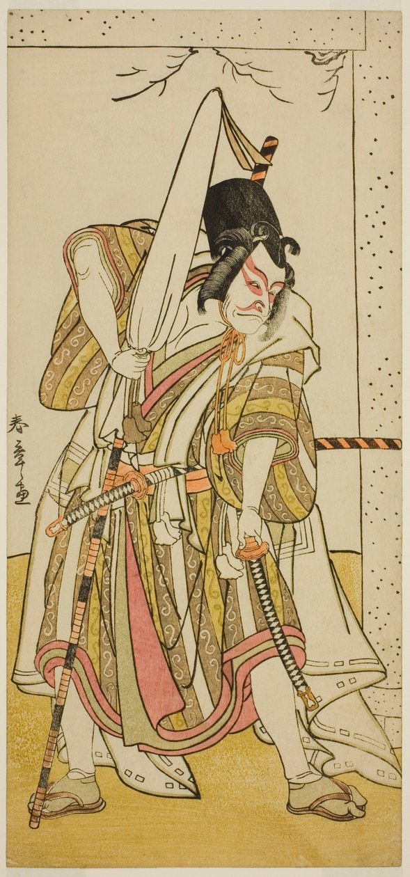 Der Schauspieler Ichikawa Ebizo III als Matsuo-maru im Stück Sugawara Denju Tenarai Kagami, aufgeführt im Ichimura-Theater im siebten Monat, 1776 von Katsukawa Shunsho