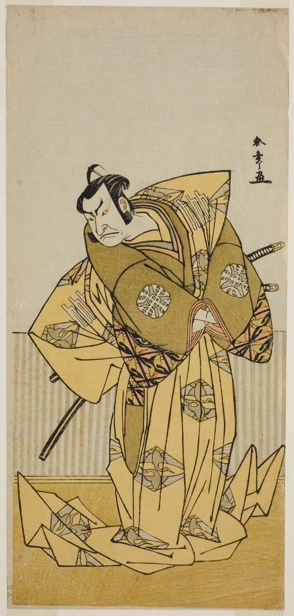 Der Schauspieler Nakamura Nakazo I als Kudo Sukestune (?) im Stück Kokimazete Takao Soga (?), aufgeführt im Ichimura Theater (?) im zweiten Monat, 1778 von Katsukawa Shunsho