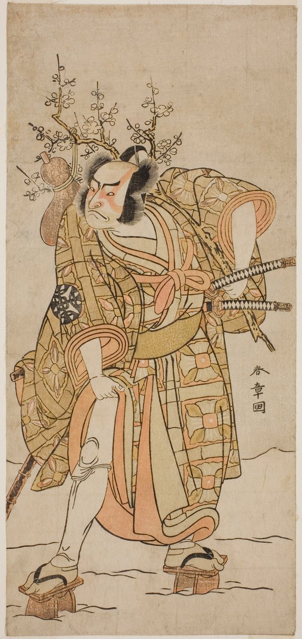 Der Schauspieler Nakamura Nakazo I als Matano no Goro im Stück Hana-zumo Genji Hiiki, aufgeführt im Nakamura Theater im elften Monat, 1775 von Katsukawa Shunsho