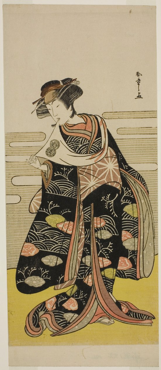 Der Schauspieler Segawa Kikunojo III als Onami verkleidet als Drachenprinzessin im Stück Saki Masuya Ume no Kachidoki, aufgeführt im Ichimura-Theater im elften Monat, 1778 von Katsukawa Shunsho