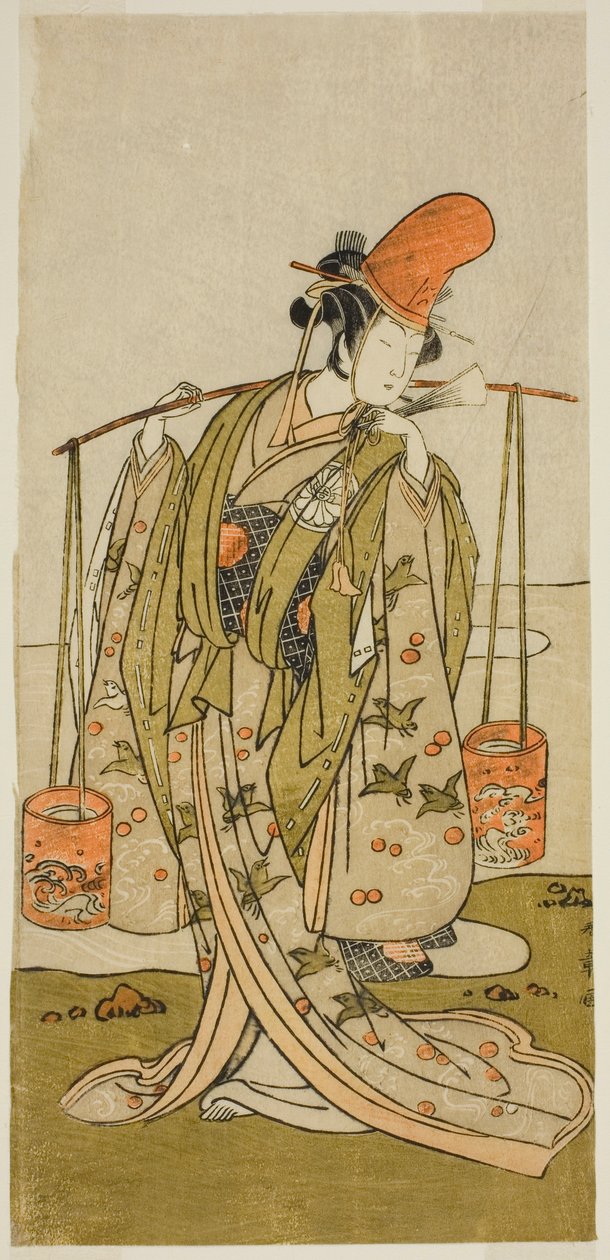 Der Schauspieler Segawa Kitsuji III als Murasame im Stück Gohiiki Kanjincho, aufgeführt im Nakamura-Theater im elften Monat, 1773 von Katsukawa Shunsho