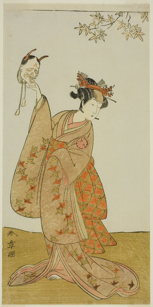 Der Schauspieler Segawa Yujiro I als Matsukaze, Schwester von Togashi no Saemon, im Stück Gohiiki Kanjincho, aufgeführt im Nakamura-Theater ab dem ersten Tag des elften Monats, 1773 von Katsukawa Shunsho