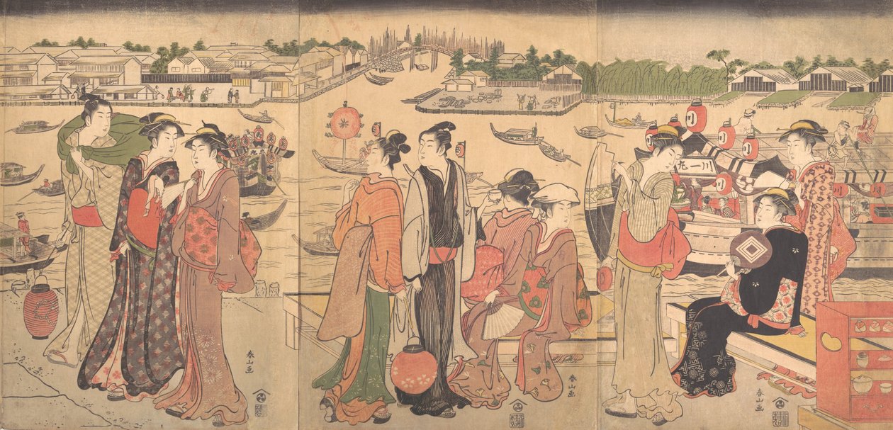 Fest am Sumida-Fluss, späte 18. Jahrhundert von Katsukawa Shunzan