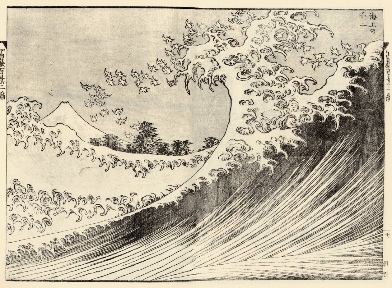 Die große Welle aus 100 Ansichten des Fuji, 2. Band von Katsushika Hokusai