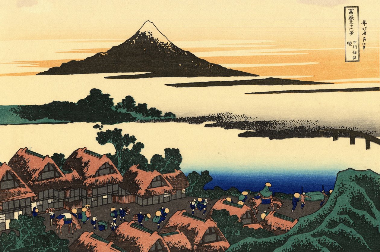 36 Ansichten des Berges Fuji: Morgendämmerung in Isawa in der Provinz Kai von Katsushika Hokusai