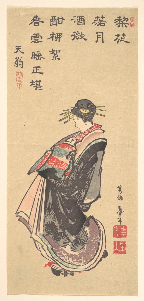 Eine Kurtisane auf Parade, in vielen Roben gekleidet von Katsushika Hokusai