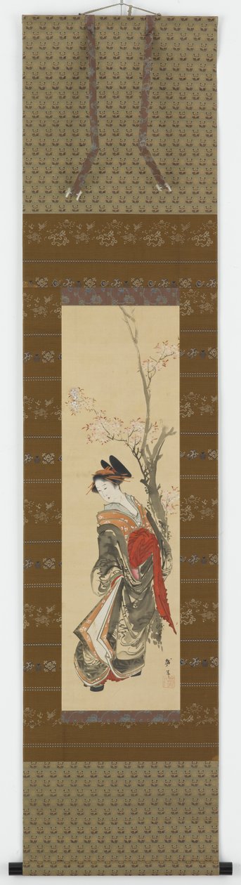 Eine Kurtisane unter einem Kirschbaum von Katsushika Hokusai