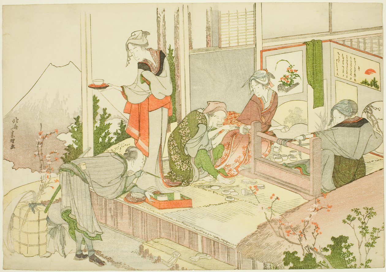 Ein Handwerkerladen, aus dem Album "Der Nebel von Sandara" von Katsushika Hokusai