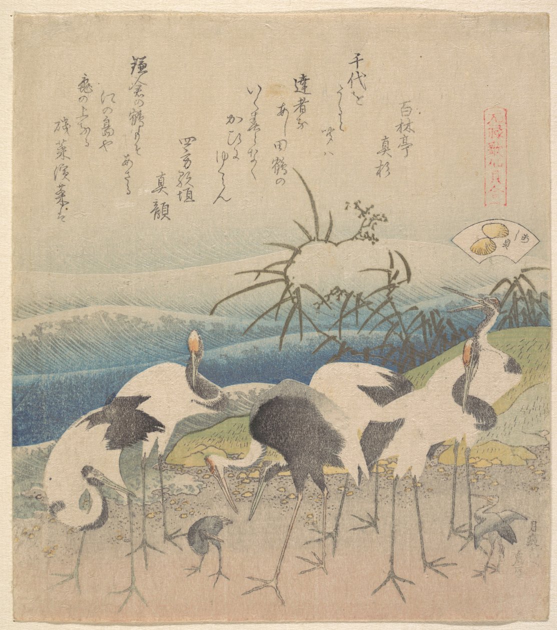 Ashi-Muschel, aus der Serie "Genroku Kasen Kai-awase" von Katsushika Hokusai