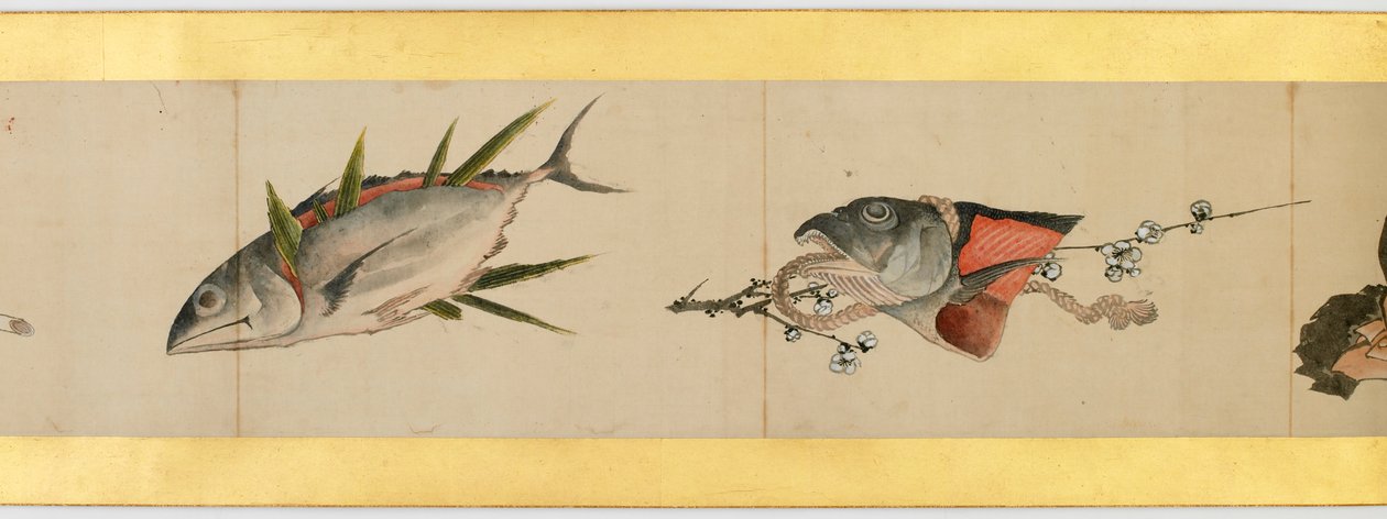 Detail der Bildrolle mit verschiedenen Bildern, Edo-Periode, 1839 von Katsushika Hokusai