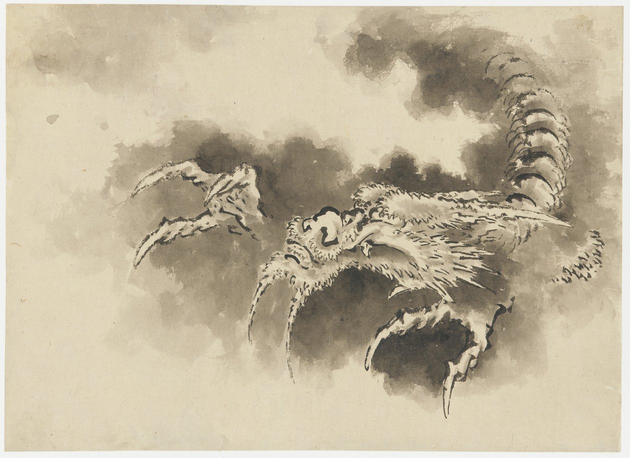 Drache, der aus Wolken auftaucht, Edo-Periode (Tinte auf Papier) von Katsushika Hokusai