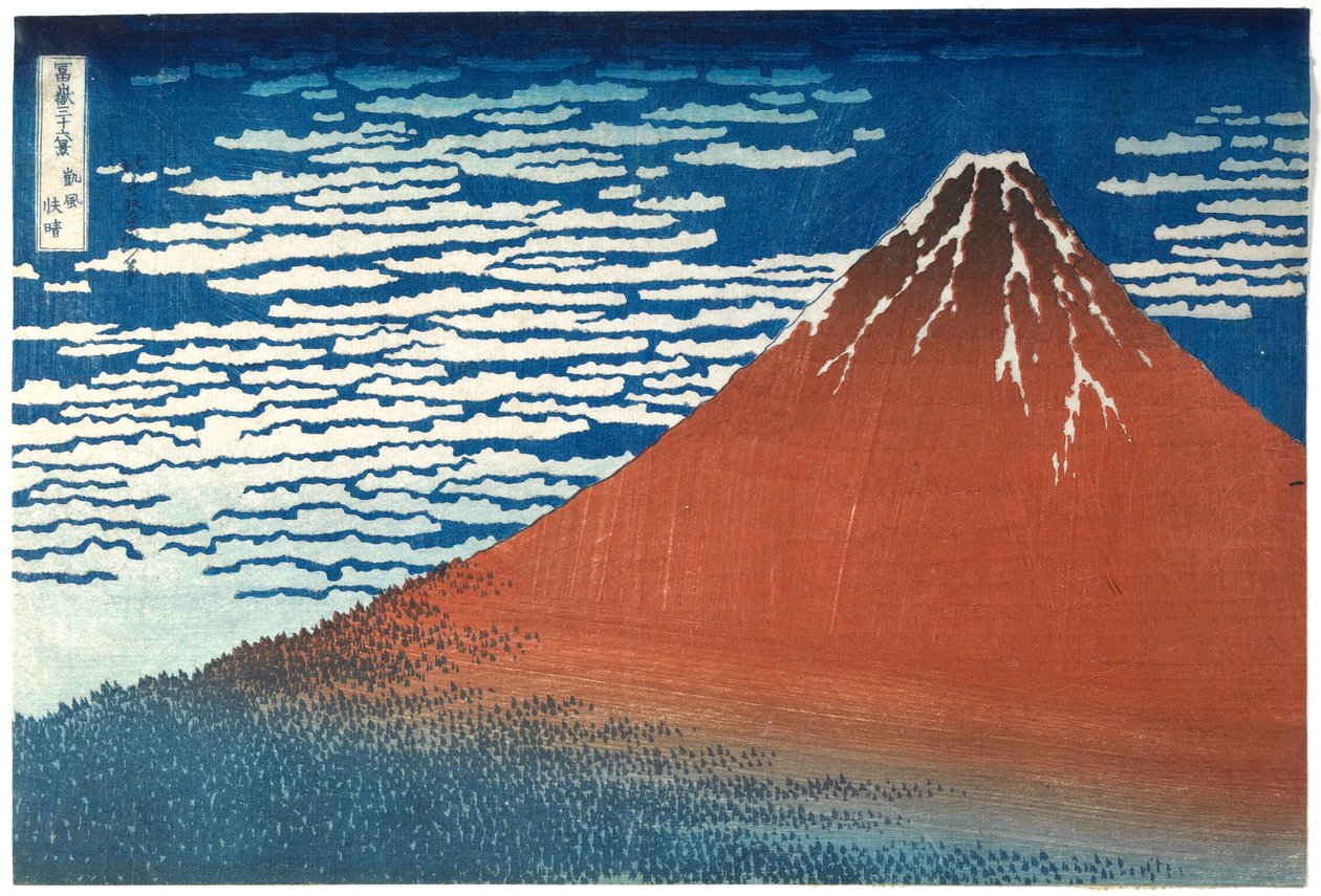 Feiner Wind, klares Wetter, aus der Serie „Sechsunddreißig Ansichten des Berges Fuji“ von Katsushika Hokusai