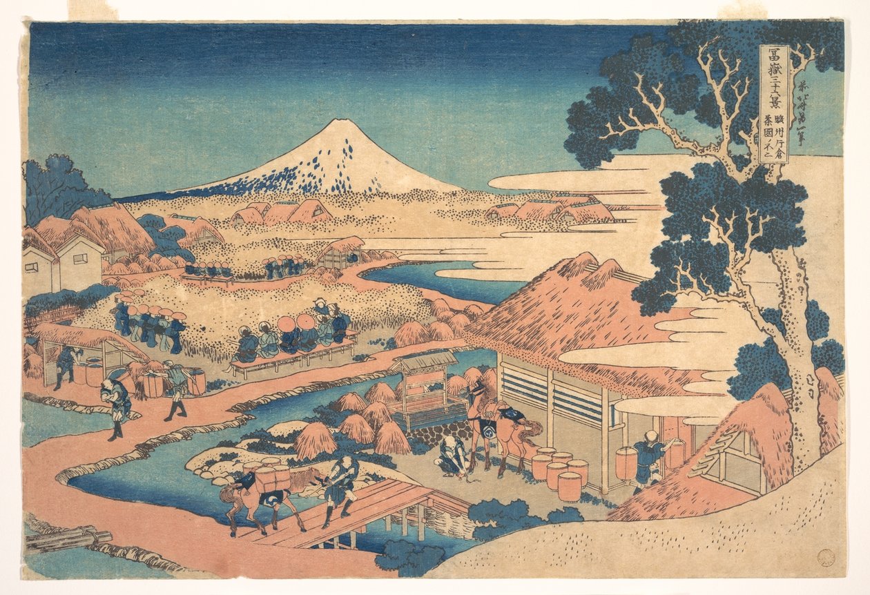 Fuji von den Katakura-Teefeldern in Suruga, aus der Serie Sechsunddreißig Ansichten des Berges Fuji von Katsushika Hokusai