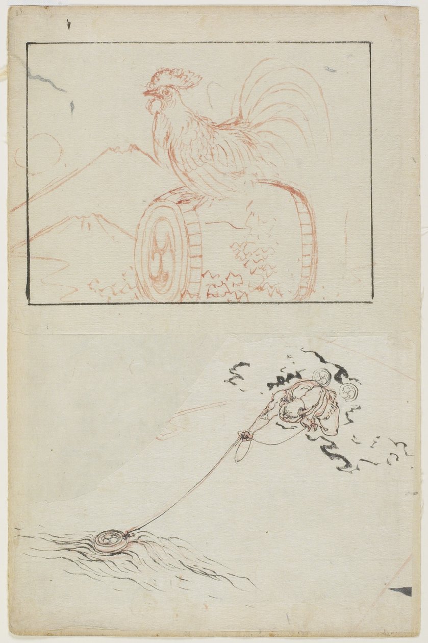 Donnergott und seine Trommel von Katsushika Hokusai