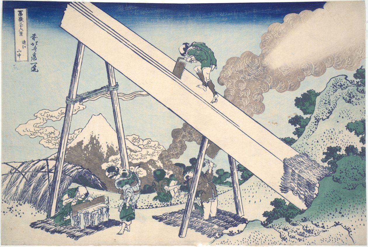 In den Bergen der Provinz Tōtōmi, aus der Serie Sechsunddreißig Ansichten des Berges Fuji von Katsushika Hokusai