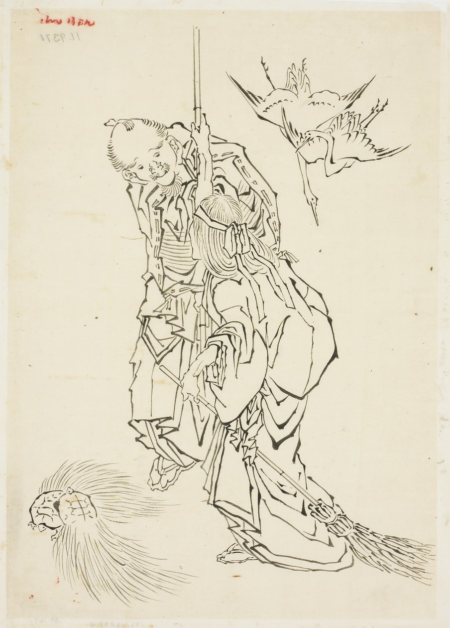 Jo und Uba; Thema von Takasago, ca. 1815-1849 von Katsushika Hokusai