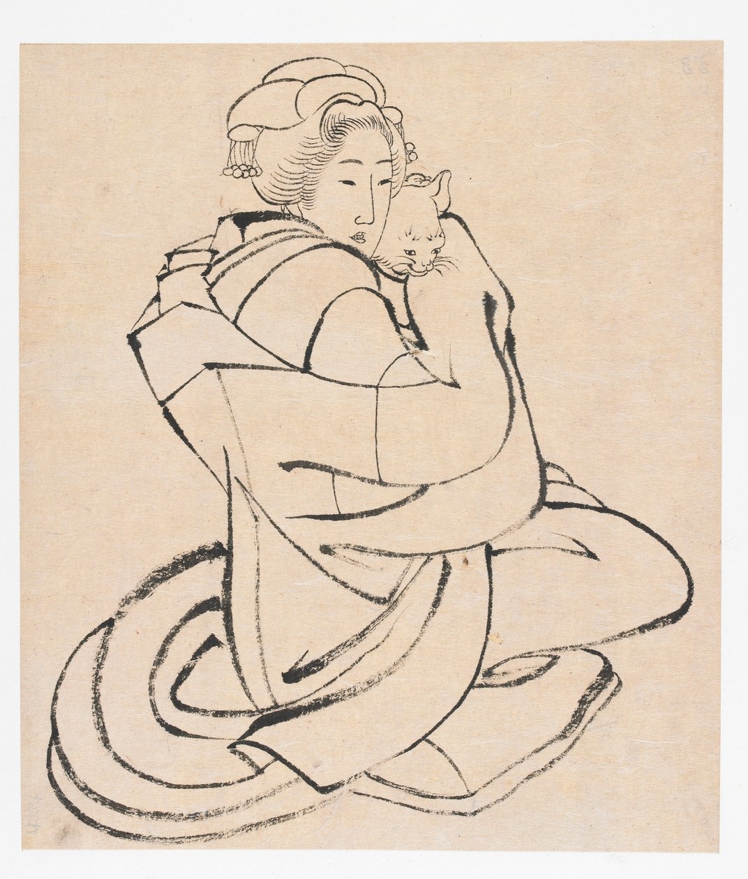 Dame mit einer Katze, Edo-Periode, ca. 1810er von Katsushika Hokusai