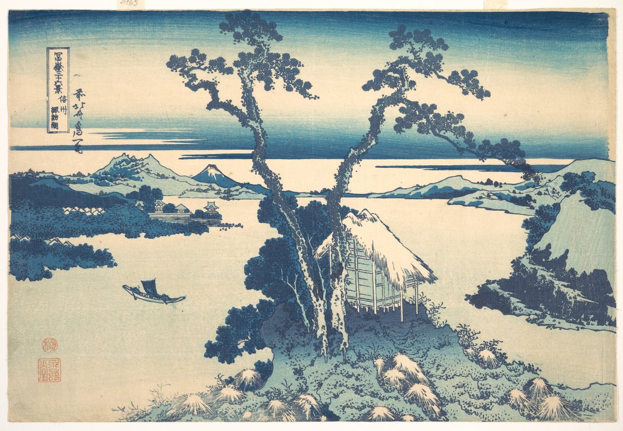 See Suwa in der Provinz Shinano, aus der Serie Sechsunddreißig Ansichten des Berges Fuji von Katsushika Hokusai