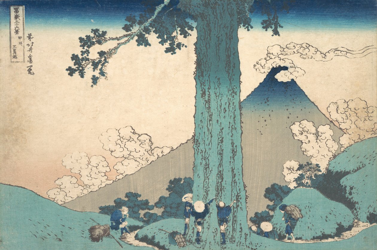 Mishima-Pass in der Provinz Kai Koshu Mishima goe, aus der Serie Sechsunddreißig Ansichten..., ca. 1830-32 von Katsushika Hokusai