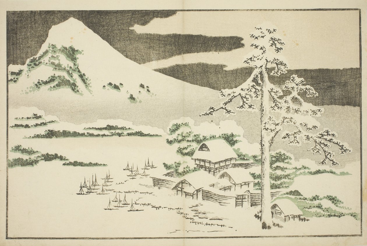 Der Fuji im Winter, aus dem Bilderbuch der realistischen Gemälde von Hokusai von Katsushika Hokusai