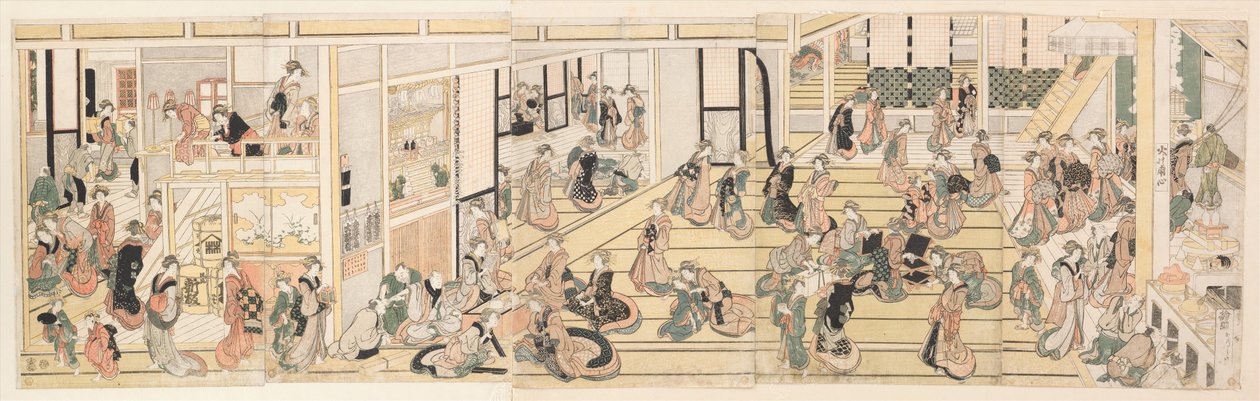 Neujahrstag im Ōgiya-Bordell, Yoshiwara von Katsushika Hokusai