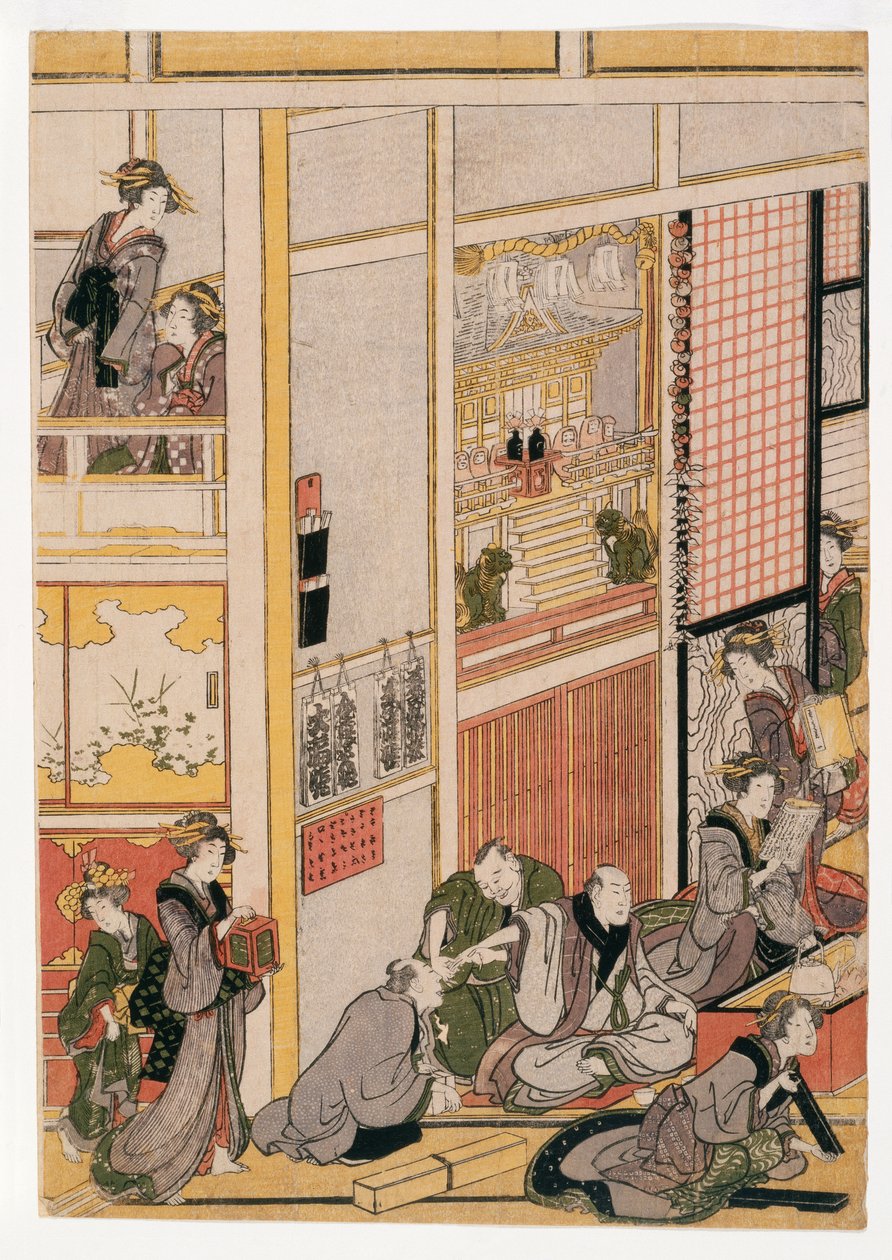 Neujahrstage im Teehaus Ogi-ya von Katsushika Hokusai