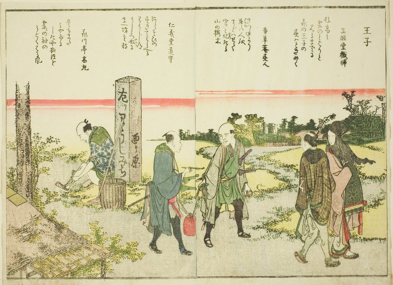 Oji, aus Bd. 1 des illustrierten Buches "Schöne Ansichten der östlichen Hauptstadt auf einen Blick (Toto shokei ichiran)" von Katsushika Hokusai