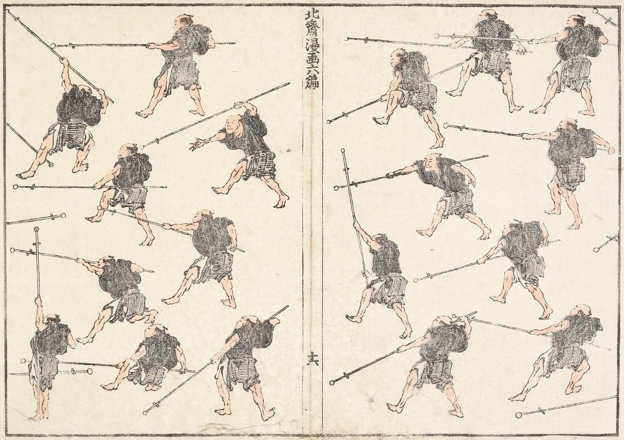 Übung mit dem Langschwert von Katsushika Hokusai