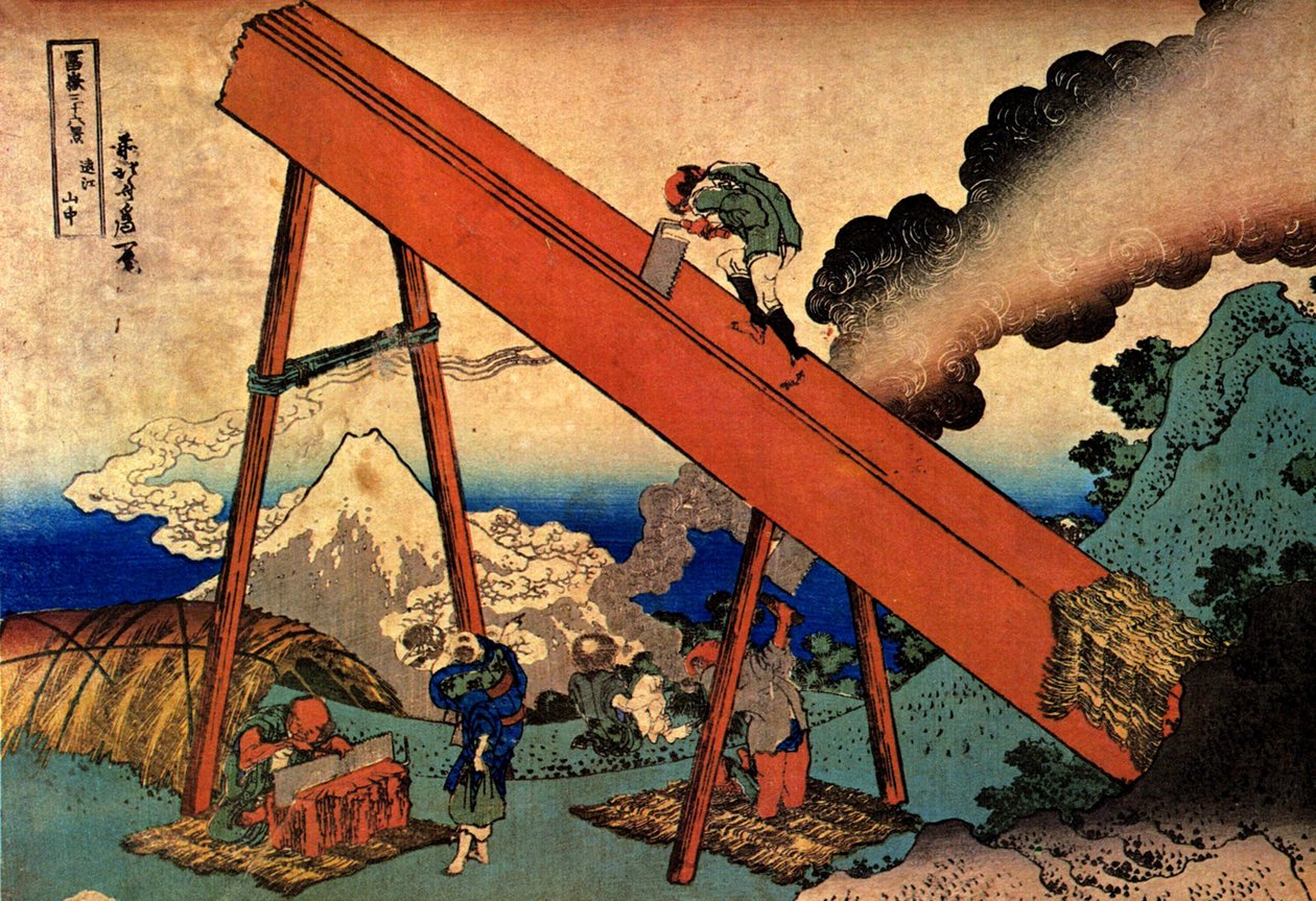 36 Ansichten des Berges Fuji: Blick auf den Berg Fuji von den Totomi-Bergen von Katsushika Hokusai