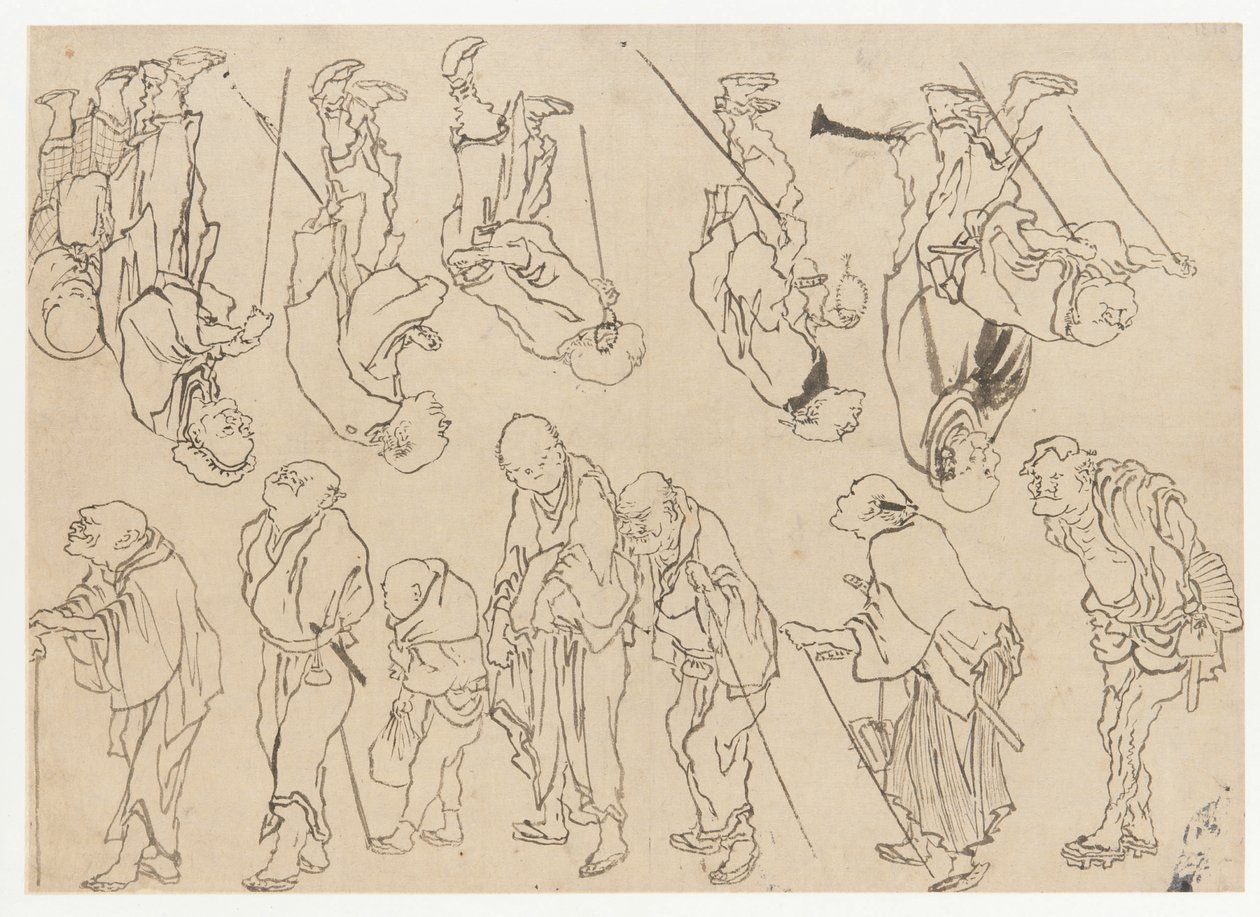 Studien von lahmen Pilgern, Edo-Periode, 19. Jahrhundert von Katsushika Hokusai