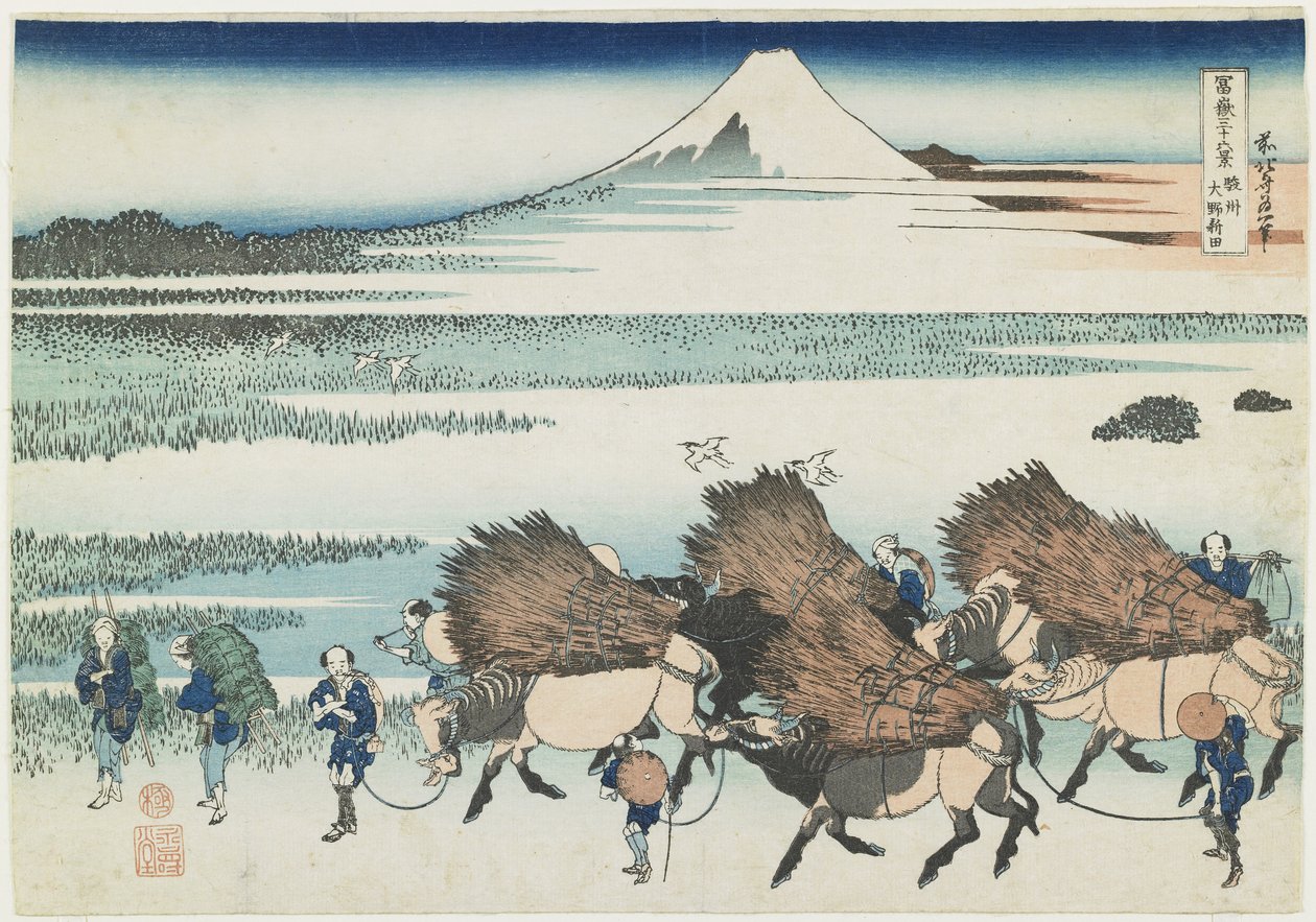 Die Reisfelder von O_no in der Provinz Suruga, 1831-1834 von Katsushika Hokusai
