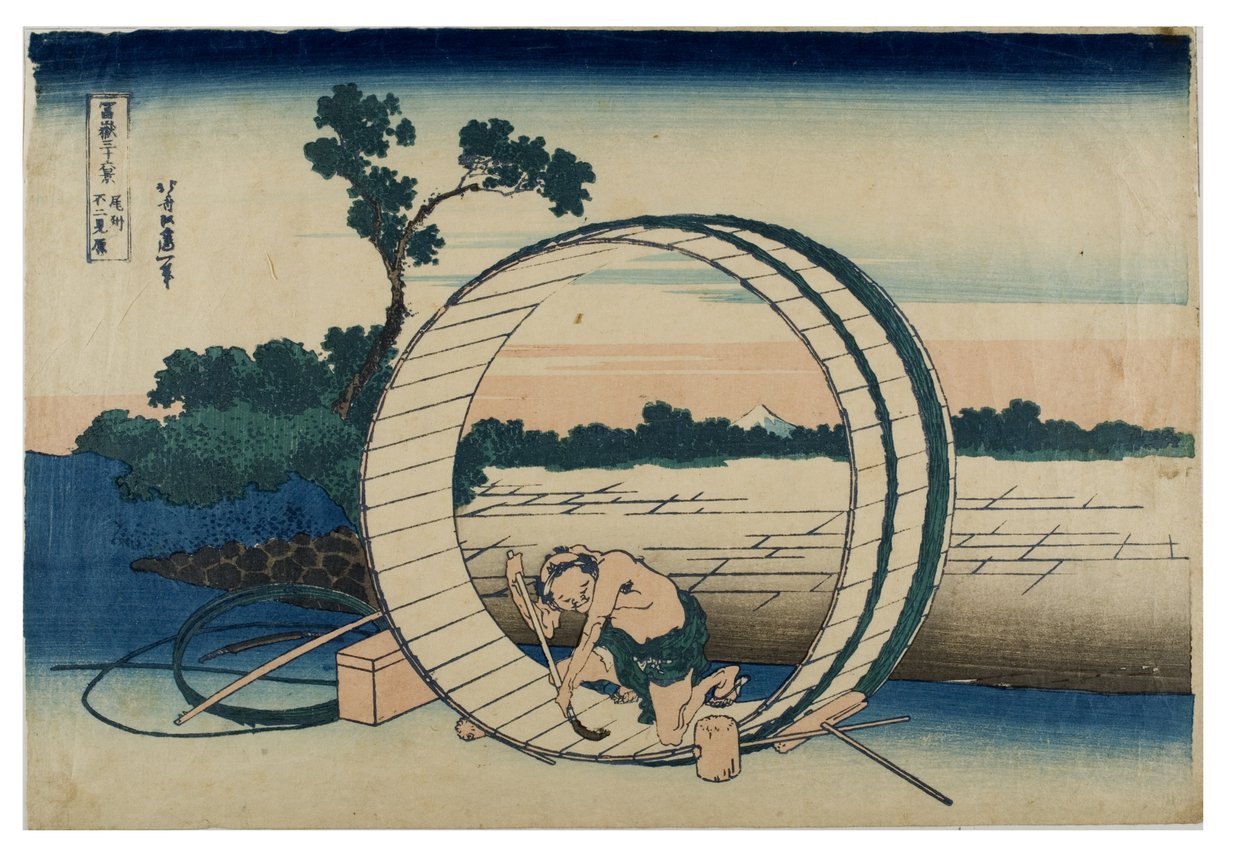 Sechsunddreißig Ansichten des Berges Fuji. Fuji-Betrachtungsfeld in der Provinz Owari, ca. 1831-1833 von Katsushika Hokusai