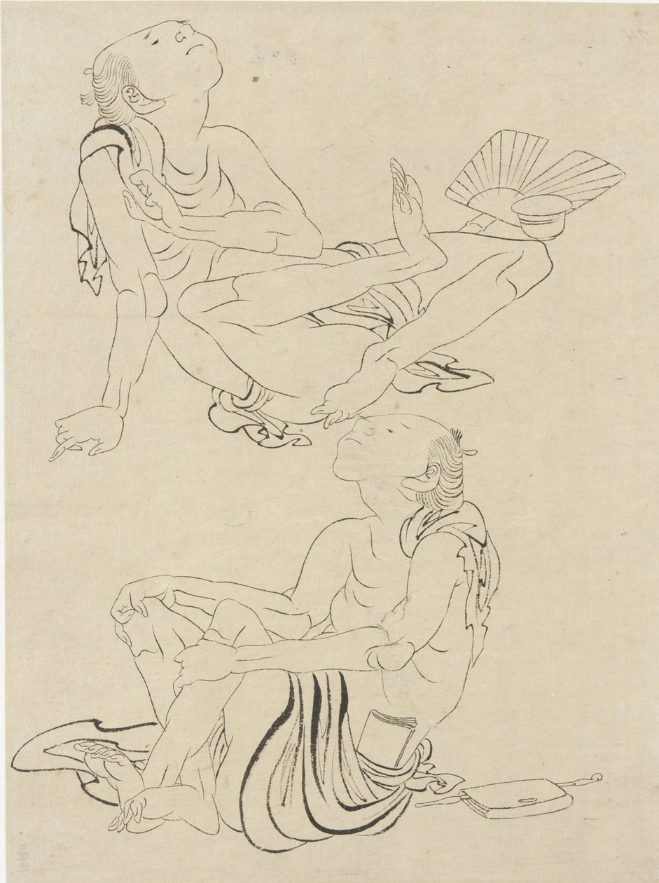 Zwei Männer entspannen sich im Sommer, Edo-Periode (Tinte auf Papier) von Katsushika Hokusai