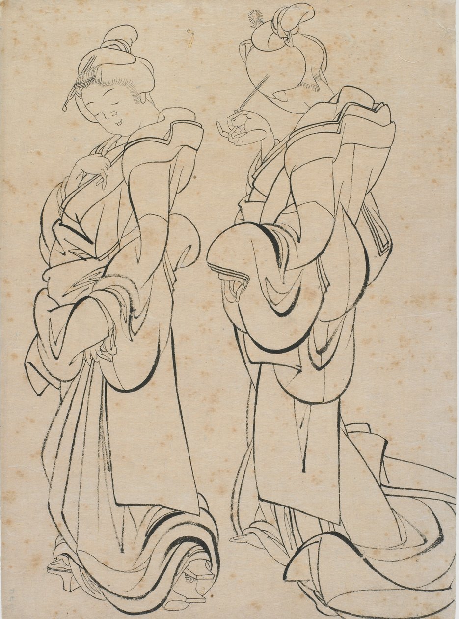 Zwei Frauen, spätes 18. - frühes 19. Jahrhundert von Katsushika Hokusai