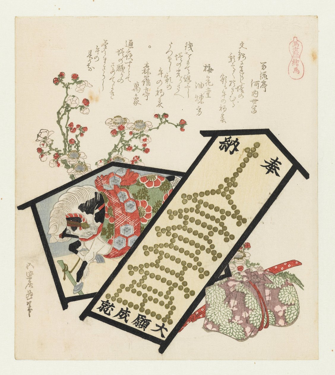 Votivtäfelchen mit Blumen von Katsushika Hokusai