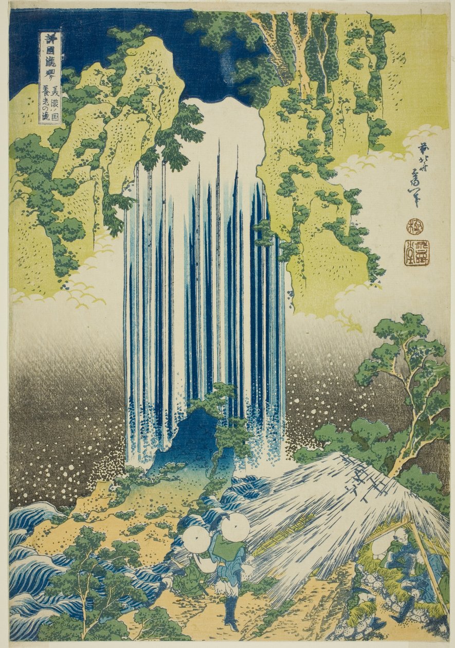 Yoro-Wasserfälle in der Provinz Mino (Mino no Yoro no taki), aus der Serie "Eine Tour zu Wasserfällen in verschiedenen Provinzen (Shokoku taki meguri)" von Katsushika Hokusai