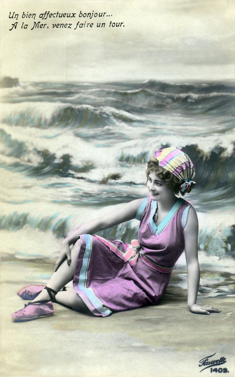 Frau am Strand, ca. Anfang 1900 (Postkarte) von Nakajima Raishō