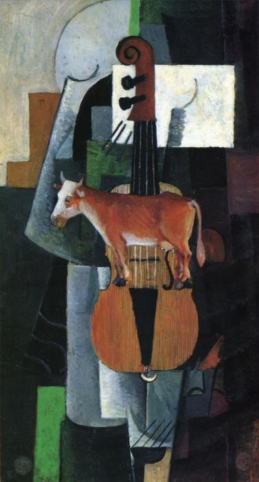 Kuh und Geige von Kazimir Severinovich Malevich