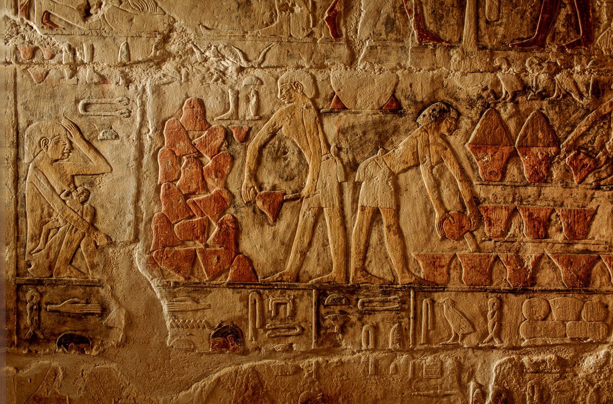 Ägyptens Altes Reich; Ägypten; Sakkara, Grab der zwei Brüder, Brotbacken, Stapelheizung von Kenneth Garrett
