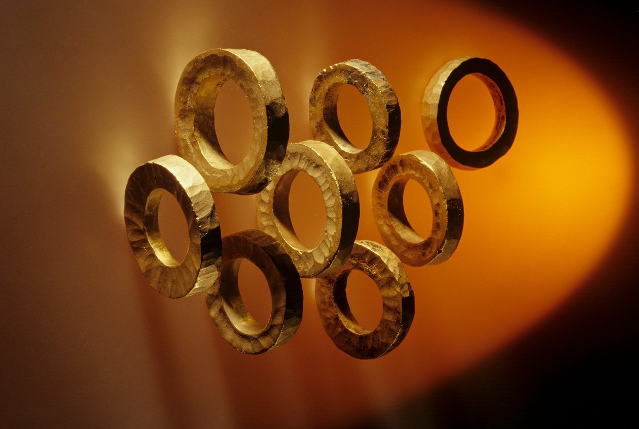 Goldbarren aus Nahal Qanah, möglicherweise aus dem Handel mit Ägypten, Israel-Museum, Chalkolithikum von Kenneth Garrett